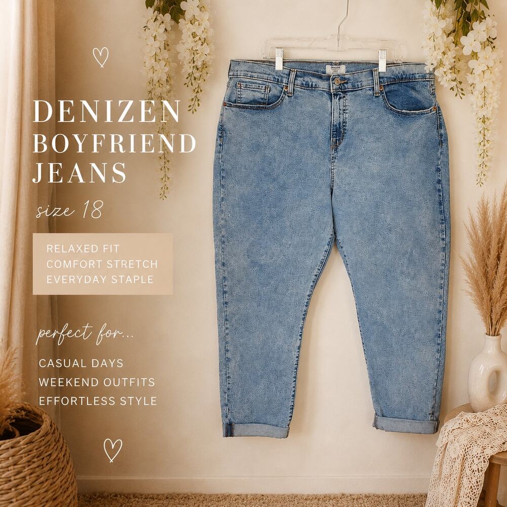 Denizen from Levi's Boyfriend Jeans Size 18 W34 Light Wash Cuffed Hem Casual Y2K